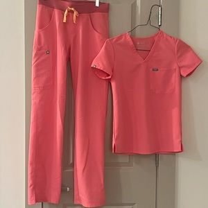 Figs Neon Pink Scrub set